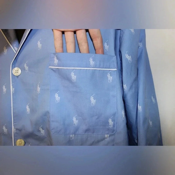 NWT Men’s Polo Ralph Lauren Woven Long Sleeve Pajama Top All Over Graphic 1XT - Picture 5 of 11